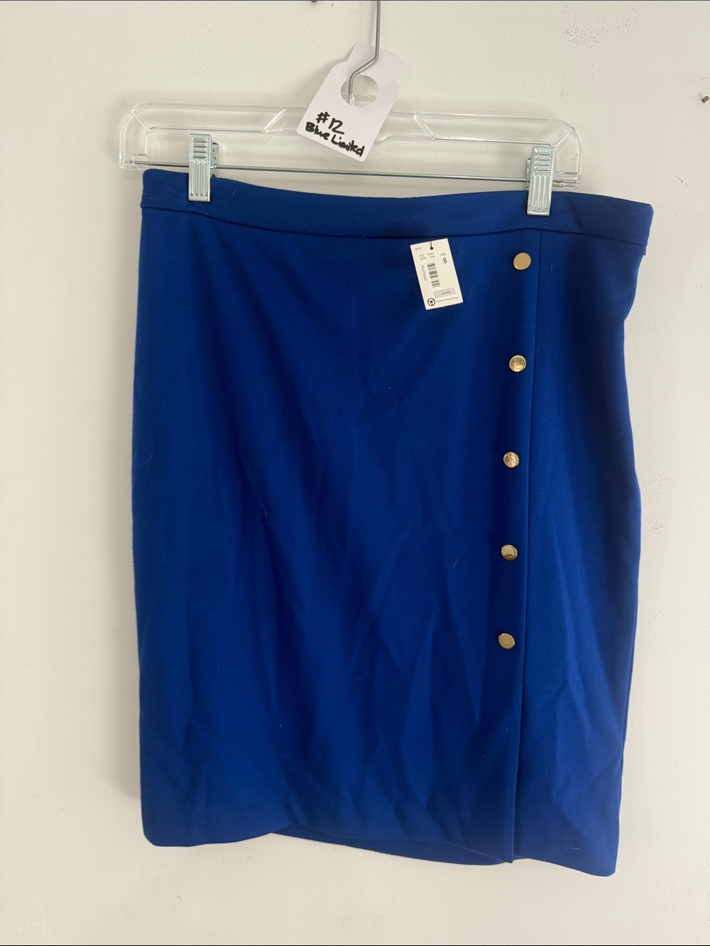 The Limited Royal Blue Pencil Skirt with Gold Buttons